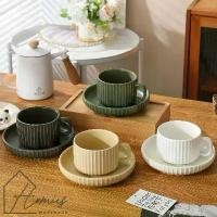ราคา 【Ready to Send】 ☕️ Ceramic Coffee Mug Set with Saucer, Minimalist Style, Coffee Set, Hot Coffee Mug, Hot Tea Mug. (1734490821008983573)
