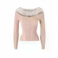 ราคา 2025 New Elegant Women's Knitwear Solid Color Wool Comfortable Neat Off-shoulder Crystal Embellished Elegant Blouse (1733852861640574772)