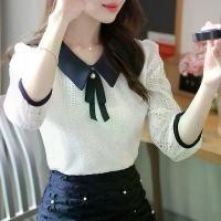ราคา Lace Chiffon Blouse Shirt Women Long Sleeve Spring Autumn New Korean Style Bow Elegant Top (1733388489617278761)