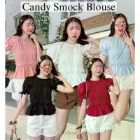 ราคา เสื้อสม็อคทรงแขนตุ๊กตา ทรงหวานน่ารักผูกโบว์แขนสาวอวบใส่ได้อกถึง 42 นิ้วCandy Smock Blouse (1734583334407865760)