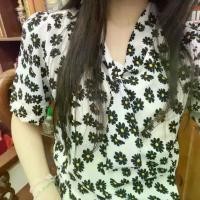 ราคา New Spring Polyester Chiffon Blouse Women's 2025 Printed High-end Short-sleeved T-shirt Belly Covering Versatile Loose (1733825195794204023)