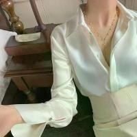 ราคา Luxurious French Style Satin Shirt Long Sleeve Blouse High Quality Silk For Strong Women Sexy V-Neck Slim Fit Trendy TikTok Viral Fashionable Suitable for Work Wear Top 2025 Shir (1733779282565105529)