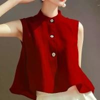 ราคา 50% OFF Chiffon Blouse for Women 2026 Summer New Fashion Versatile Sleeveless Solid Color Loose Elegant Stylish Shirt Top Vest (1733373914519274942)
