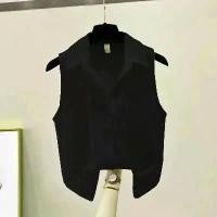 ราคา Basic solid color sleeveless chiffon blouse for women, new summer Korean style, fashionable and stylish outerwear, versatile top (1734656650857514413)