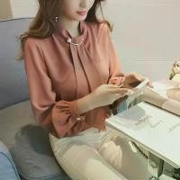 ราคา 2025 Spring Autumn New Fashion Solid Loose Lantern Sleeve Chiffon Top Women Design Long Sleeve Blouse Korean Style Shirt (1734287430084364025)