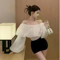 ราคา New Women'S Clothing French Ruffle Off-Shoulder White Blouse for Women Spring and Autumn Pure Desire Sweet Girl Off-Shoulder Lantern Sleeve Puff Sleeve Top (1733444218292372544)