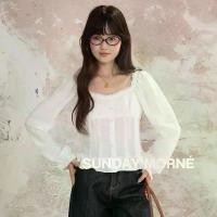 ราคา Amélie Blouse (1231) - เสื้อคอตตอนแขนยาวคอเหลี่ยม ดีเทลระบายปลายแขน (1732671917799343873)