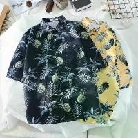 ราคา เสื้อฮาวายแขนสั้นสำหรับผู้ชายและผู้หญิง เสื้อผ้าฮาวาย สับปะรด เสื้อฮาวาย (1729658550137031408)
