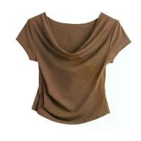 ราคา High-End Design Sense Layered Scarf Collar Off-Shoulder Short Sleeve T-Shirt Women's Spring Summer Slim Fit Top T-Shirt (1733941871008449654)