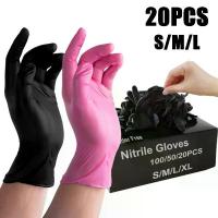 ราคา ถุงมือไนไตรล์ สีดำและสีชมพู 20 ชิ้น ยางยืด เหมาะสำหรับทำความสะอาดในครัวเรือน งานบ้าน ล้างจาน ซักรีด ทำเล็บ ย้อมผม (1732779834103924555)