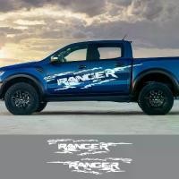 ราคา Set of 2 large carbon fiber vinyl stickers for Ford Ranger Raptor trucks, off-road stickers, car decoration, side door stickers, graphics, body decoration decals, green car stick (1734005376850363492)