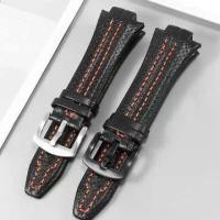 ราคา สายนาฬิกาหนังแท้ Seiko รุ่น 2715 มม. พร้อมหัวยางและตำแหน่งนูน รูเจาะบนพื้นผิว ใช้ได้กับ Seiko SNL029P2 (1734702687788303537)