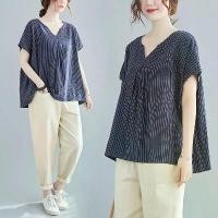 ราคา ฤดูร้อน เสื้อผ้าผู้หญิงขนาดใหญ่ใหม่ เสื้อเชิ้ตตุ๊กตาปกปิดหน้าท้อง 200 จิน เสื้อแขนสั้น เสื้อท็อปลายทาง ผ้าฝ้ายลินิน (1733530864595929053)