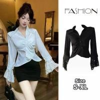 ราคา KOKO#คอวีสไตล์ฝรั่งเศสเสื้อแฟชั่นผู้หญิง กระชับเอว แขนแตรลูกไม้ เสื้อเชิ้ตลูกไม้สั้นผู้หญิง#w551 ว้าวซ่า ลูกไม้ ใย บวบ หรูดูแพง เสื้อชีฟอง คอสีป้ายสมอคหลัง ใส่ สงกรานต์ ผ (1734404608823362847)