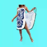 ราคา Women Summer Beach Cover Up Dress Floral Print Tassel Trim Hem Casual Vacation Swimsuit Outerwear with Pockets Lightweight Breathable (1734433985964049968)
