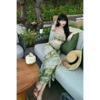 ราคา Thailand Beach vacation Style ชุดว่ายน้ำสุดสวย, Bohemian Print bandeau, SEXY Top, skirted swimsuit (1734663681767736516)