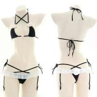 ราคา Mn Maid Swimsuit Bikini Sexy Lingerie Women's Lace Bow Bra and Panty Outfit Cosplay Costumes Student Summer Role Play Po (1734570804316833590)
