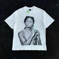 ราคา เสื้อยืดลำลองคุณภาพ Streetwear Lil Wayne ตัวละครกราฟิกเสื้อผ้าวินเทจเสื้อผู้ชายขนาดใหญ่เสื้อยืด SAINT OF MICHAEL (1732879929115116822)