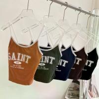 ราคา 77UNI เสื้อครอปสายเดี่ยวเสริมบราสกรีนอก SAINT Tank 837 เสื้อสายเดี่ยว เสื้อกล้ามสกรีนอักษร เสื้อสายเดี่ยวเสริมฟองน้ำ (1732295656866876061)