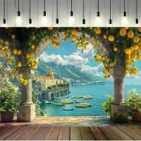 ราคา 1 banner of "Coastal Paradise" - featuring lemons and sea views of the Amalfi Coast in Italy, with a beach theme decoration (1734289853320168516)
