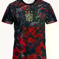 ราคา เสื้อกีฬาผู้ชาย, บราซิล, เสื้อยืดคอกลมระบายอากาศลายเสือดาว, ลายเสือดาวสีแดงเข้ม, บราซิล (1733262894121059811)