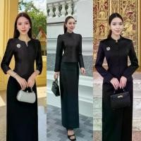 ราคา ชุดไทยจิตรลดาสีดำเรียบหรู #ชุดไทย #ชุดเข้าวัด #ชุดสีดำ #ชุดกระโปรง #ชุดไว้อาลัย #ชุดดำ ผ้าถุงสำเร็จรูป (1733791728415049124)