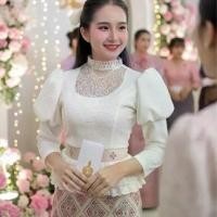 ราคา G25เสื้อคำดวงแขนตุ๊กตาลูกไม้อัดกาวทั้งตัวผ้าถุงสำเร็จงานซิบหลังผ้าอัดกาว #ชุดไทย #ชุดไทยประยุกต์ (1733552897796900737)