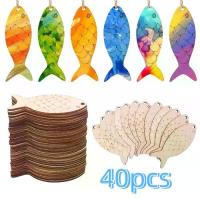 ราคา 40 ชิ้น ของเล่นวาดภาพสำหรับเด็ก ว่างเปล่า รูปทรงปลาไม้ ยังไม่เสร็จ งานฝีมือ DIY ของตกแต่งปลาทาสี แกะสลักด้วยมือ ชีวิตทางทะเล ชิ้นไม้รูปปลา งานฝีมือสำหรับเด็ก (1734438645916599838)