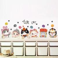 ราคา สติกเกอร์ลายแมวการ์ตูน ตกแต่งผนังห้องเด็ก สติกเกอร์ติดผนัง ห้องนอน ตกแต่งผนังอบอุ่นและน่ารัก งานศิลปะติดผนัง วอลเปเปอร์ (1733660646922094274)