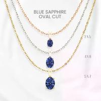 ราคา สร้อยคอไพลินแท้ (Blue Sapphire) ไข่พรีเมียม เงินแท้ 925 ชุบทองคำขาว/ทอง /โรสโกลด์ จี้พลอย GEORGE Jewelry (1734500063941657851)