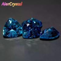 ราคา คอรันดัมซีลอน Sea Blue Sapphire อัญมณีวงกลมรูปร่างเบาะ Faceted ตัดหลวม Aquamarine อัญมณีชุดของขวัญกล่อง (1734935295298995985)