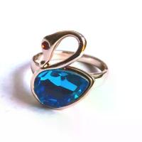 ราคา คลังสินค้า สินค้าแนะนำ ไซส์ 5,7 แหวนพลอย แหวนหงส์ พลอยฟ้า แหวนทอง blue sapphire swan rings (1734482163603571942)