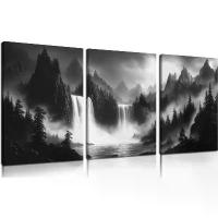 ราคา ภาพศิลปะติดผนังลายป่าหมอกสำหรับห้องนั่งเล่น - ภาพศิลปะติดผนังลายภูเขาสำหรับสำนักงาน - ของตกแต่งผนัง 3 ชิ้น สีขาวดำ ขนาด 12 x 16 (1734248117007648228)