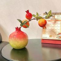 ราคา [COD] Festive Decorative Item: Simulated Pomegranate Ceramic Vase, Flower Arrangement Ornament, High-End Niche Creative Ceramic Vase Decor (1734490456137762430)