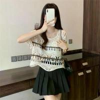ราคา 2025 New Summer Bowknot Embroidered Small Flutter Sleeve Apricot Blouse for Women Short Design Sense Mori Style Short Sleeve Top (1733825079322772607)