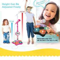 ราคา พร้อมส่งจากไทย [New Product at Special Price] Microphone with Stand Karaoke Microphone for Children for Singing There Are Lights That Flash Like a Stage. Musical Microphone Toy B (1734758242732377583)