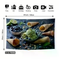 ราคา 2D flat party banners, 1pc Green Refreshing Lime Pistachio Ice Cream in White Bowl Overhead Shot Backdrop, Party Decorations, Large Wall Decor Props Party Supplie, Wall Hanging Background, L (17342707
