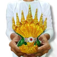 ราคา พระពុท្ធ พุทธอุปกรณ์ พญานาคราชประทานทรัพย์ 7เศียร พระวรกายประดับกากเพชรสีเขียว บูชาและผ่านพิธีมาจากคำชะโนด งานเรซิ่นลงสีปิดทองแต่งองค์ meditation ธัญพยาบาลไทย (1734198294506538043)