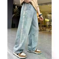 ราคา All-season Boys' Lyocell Faux Denim Joggers| Casual Loose Fit with Cartoon Pattern, Elastic Waist, Mid Waist, Long Length, Perfect for Teen boy (1734310165568980889)