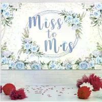 ราคา 1pc Avezano "Miss to Mrs" Wedding Party Background - Blue Floral Polyester Party Banner, Elegant Fonts and Watercolor Flowers, Perfect Wedding Photos, Bride Decoration and Wedding Party Acce (17342412