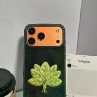 ราคา Fresh Green Embroidered Lucky Pomelo Leaf Case for iPhone 17 Pro Max and Apple 16 Pro (1733208933476369846)