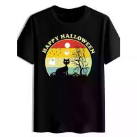 ราคา เสื้อยืดแขนสั้นสีดำสำหรับผู้ชาย พร้อมลายพิมพ์ “Happy Halloween” และภาพผีค้างคาว หมวกแม่มด ดีไซน์สุดหลอน เสื้อยืดลำลองคอกลมสำหรับงานปาร์ตี้ ชุดแฟนซี และลุคสบายๆ ผลิตจากโพลีเอสเตอร์ซักด้วยเครื่องได้ (17