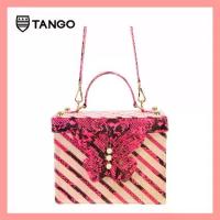 ราคา TANGO กระเป๋าหนังงูแท้ ทรงกล่อง Make Up Box Bag มีสายยาว หนังแท้ (1735453118929143586)