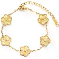 ราคา TICVSS Four Leaf Clover Bracelet for Women 18K Gold Plated Stainless Steel Lucky 4 Leaf Gold Link Bracelet Jewelry Gift for Women (1734509545263826623)