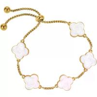 ราคา Clover Bracelet For Women 18K Gold Plated White/Black/Gold Flower Four Leaf Clover Bracelets Trendy Adjustable Jewelry Luky Gifts for Women (1735258929140959039)