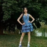 ราคา DW101 Rosy Jeans Dress : ชุดเดรสผ้ายีนส์ คอยูแต่งระบายรอบคอ ปกบัวแต่งลูกไม้ปลายปก ปกดอกกุหลาบที่ปก (1735479427937437007)