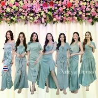 ราคา เดรสยาว ชุดออกงาน ชุดตรีม ธีมเขียว ชุดราตรี สีเขียวมิ้นท์อมฟ้า เดรสงานแต่ง พร้อมส่ง Dress Woman (1734409650334697121)