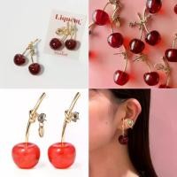 ราคา พร้อมส่งด่วน ของแท้ ต่างหู liquem earrings ต่างหูเชอรี่ Twin Cherry Earrings ตุ้มหูเชอรี่ (1735198668046632639)
