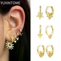 ราคา 【Azzis】 925 Sterling Silver Ear Needle Star/Heart/Triangle Pendant Earrings for Women Fashion Pave Crystal Hoop Earrings Trend Jewelry (1735426130219206202)