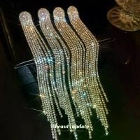 ราคา 【huza】 Geometric Long Tassel Crystal Clip on Earrings for Women Silver Gold Color Rhinestone Earring Party Wedding Women's Accessories (1735408199815234687)